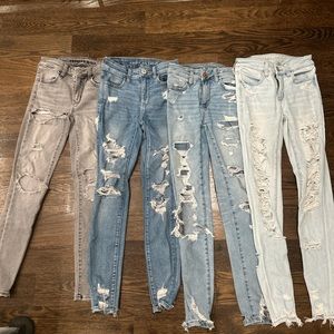 American Eagle ripped skinny jeans bundle all colors size 00